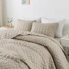 Conjunto de roupa de cama, edredão king size bege com fronhas, 3 peças