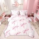 Conjunto de roupa de cama Erosebridal Girls Pink Bow, 7 peças, tamanho duplo