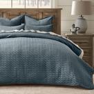 Conjunto de roupa de cama EVERGRACE Luxury Velvet Full Queen Blue