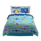 Conjunto de roupa de cama Franco Baby Shark de 7 peças em tamanho real