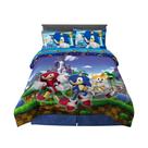 Conjunto de roupa de cama Franco Sonic The Hedgehog em tamanho real, 5 peças