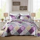 Conjunto de roupa de cama HoneiLife King 270x244cm, edredão floral de 3 peças