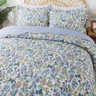 Conjunto de roupa de cama HoneiLife King Floral Quilt 244x269 cm, 3 peças