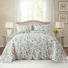 Conjunto de roupa de cama HoneiLife Queen, colcha floral de 3 peças 229 x 244 cm