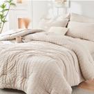 Conjunto de roupa de cama HYMOKEGE Queen de 7 peças Beige Seersucker Conjunto de roupa de cama HYMOKEGE Queen de 7 peças Beige Seersucker