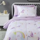 Conjunto de Roupa de Cama Infantil Amazon Basics - Microfibra, Tamanho Twin, com Unicórnios
