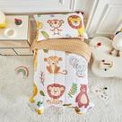 Conjunto de roupa de cama infantil Joyreap 107x145 cm Microfiber Zoo Conjunto de roupa de cama infantil Joyreap 107x145 cm Microfiber Zoo