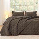 Conjunto de roupa de cama Litanika Queen Quilt Chocolate Lightweight, 3 unidades