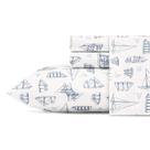 Conjunto de roupa de cama Nautica Twin Size 100% algodão percal 200TC azul
