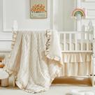 Conjunto de Roupa de Cama para Berço Flysheep - Listras Tuftadas Bege - 3 Peças