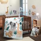 Conjunto de Roupa de Cama para Berço Lambs & Ivy Jungle Friends - 5 Peças