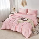 Conjunto de roupa de cama PERFEMET Pom Pom, edredom duplo, rosa, 5 unidades