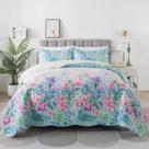 Conjunto de roupa de cama Queen Quilt HoneiLife Floral Microfiber 229x244cm