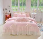 Conjunto de roupa de cama SOUKECHY Chic Lace Girls Twin Ruffled Pink Conjunto de roupa de cama SOUKECHY Chic Lace Girls Twin Ruffled Pink