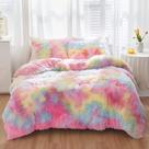 Conjunto de roupa de cama SUCESES Faux Fur Fluffy Rainbow Cover Twin