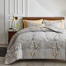 Conjunto de roupa de cama UOZZI BEDDING, edredom cinza, tamanho duplo, 6 peças