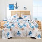 Conjunto de roupa de cama Weigelia Twin Coastal Quilt Ocean Blue Conjunto de roupa de cama Weigelia Twin Coastal Quilt Ocean Blue