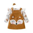 Conjunto De Roupa De Corduroy Para Bebê Menina Com Estampa De Margaridas, Macacão, Saia Bordada Em Conjunto De Roupa De Corduroy Para Bebê Menina Com Estampa De Margaridas, Macacão, Saia Bordada Em