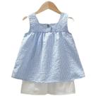 Conjunto De Roupa De Verão Para Meninas, Top Com Alças Xadrez E Shorts Brancos, Roupas Casuais Para
