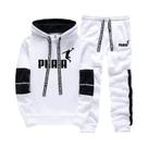 Conjunto De Roupa Esportiva Masculina Casual Com Estampa, Moletom Com Capuz, Calça Para Academia,
