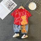 Conjunto de Roupa Infantil Verão - Camiseta e Shorts de Desenho Animado para Bebês