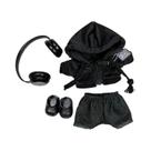 Conjunto De Roupa Para Boneca Labubu De 15-17cm: Moletom Preto Estiloso, Sapatos, Fone De Ouvido E Conjunto De Roupa Para Boneca Labubu De 15-17cm: Moletom Preto Estiloso, Sapatos, Fone De Ouvido E