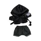 Conjunto De Roupa Para Boneca Labubu De 15-17cm: Moletom Preto Estiloso, Sapatos, Fone De Ouvido E
