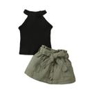 Conjunto de Roupa para Meninas (0-2 anos) - 2 Peças, Renda, Fora do Ombro, Saia com Arco