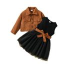 Conjunto De Roupa Para Meninas, Vestido De Manga Longa, Casaco, Roupas De Outono E Inverno Para