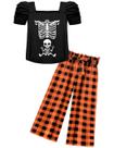 Conjunto de roupas Arshiner Girls Orange Plaid Halloween 13-14 anos