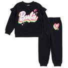 Conjunto de Roupas Barbie para Meninas: Moletom de Lã e Calça Corrida Preta