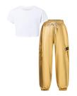 Conjunto de roupas Betusline Girls de 2 peças Crop Top e calças cargo 7-8Y