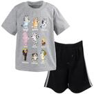 Conjunto de Roupas Bluey e Bingo para Meninos - Camiseta e Shorts de Malha (2T)