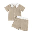 Conjunto de roupas: camisa listrada para bebês e meninos e shorts Conjunto de roupas: camisa listrada para bebês e meninos e shorts