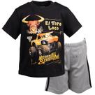 Conjunto de roupas: camiseta e shorts com estampa Monster Jam El Toro Loco Conjunto de roupas: camiseta e shorts com estampa Monster Jam El Toro Loco