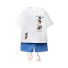 Conjunto De Roupas Casuais De Verão Para Crianças Disney, Camisetas Com Gola O Do Mickey Mouse E