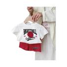 Conjunto De Roupas Casuais Para Meninos Com Camiseta Branca De Manga Curta E Shorts