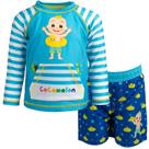Conjunto de roupas CocoMelon JJ Rash Guard e calção de banho de 12 meses Conjunto de roupas CocoMelon JJ Rash Guard e calção de banho de 12 meses