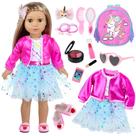 Conjunto de roupas de boneca e acessórios de maquiagem para boneca de 18 polegadas