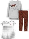 Conjunto de roupas de brincar Simple Joys da Carter's Cheetah/Stripe 3T Girl