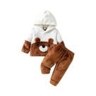 Conjunto De Roupas De Pelúcia Com Capuz Para Bebês, Meninos E Meninas, 2 Peças, Manga Comprida,