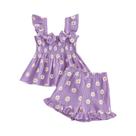 Conjunto De Roupas De Praia Para Meninas Com Estampa Floral De Verão, Top Sem Mangas Com Renda E