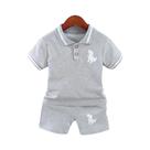 Conjunto De Roupas De Verão Para Bebê Menino Com Estampa De Dinossauro Cinza, Camisa POLO E Shorts,