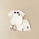 Conjunto de Roupas de Verão para Bebês - 2 Peças com Camisetas Bordadas de Urso