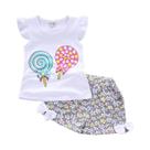 Conjunto De Roupas De Verão Para Bebês Meninas, Camiseta Com Estampa De Pirulito, Calças Curtas,