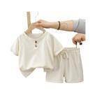 Conjunto De Roupas De Verão Para Bebês Meninos 2 Peças Camisa E Shorts Em Tecido Waffle Roupa Casual