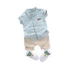 Conjunto De Roupas De Verão Para Bebês Meninos 2 Peças Camiseta Com Letras E Shorts Casual Para