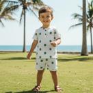 Conjunto De Roupas De Verão Para Meninos Bebês E Crianças Pequenas Com Estampa De Trevo Para O Dia