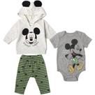 Conjunto de roupas Disney Mickey Mouse, 3 peças, 24 meses, unissex