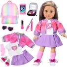 Conjunto de roupas e acessórios de maquiagem para bonecas ZITA ELEMENT 18 polegadas